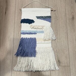 Urban Outfitters Textured Blue and Cream Tapestry